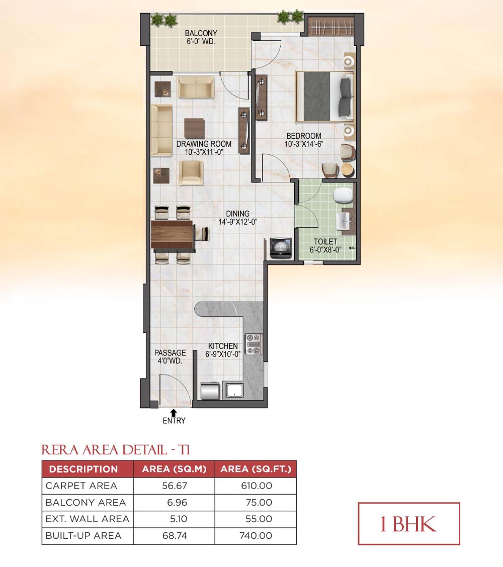 flats in haridwar - Unit Type - T1